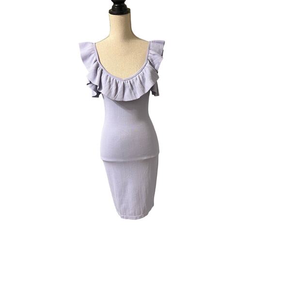💜 Bebe Lavender Ruffle Bodycon Dress – Size M (NWT) Soft Girl Garden Party - Picture 2 of 11
